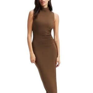 Good American Sleeveless Turtleneck Bodycon Midi Dress - Brown -Medium (2)
